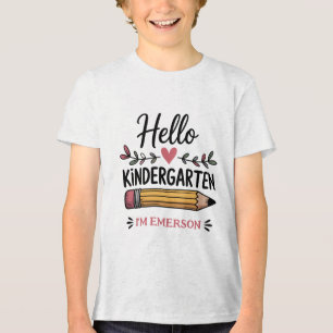Hallo Kindergarten Personalisierter Rückkehr zur S Tri-Blend Shirt