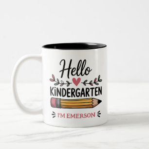 Hallo Kindergarten Personalisierter Rückkehr zur S Zweifarbige Tasse