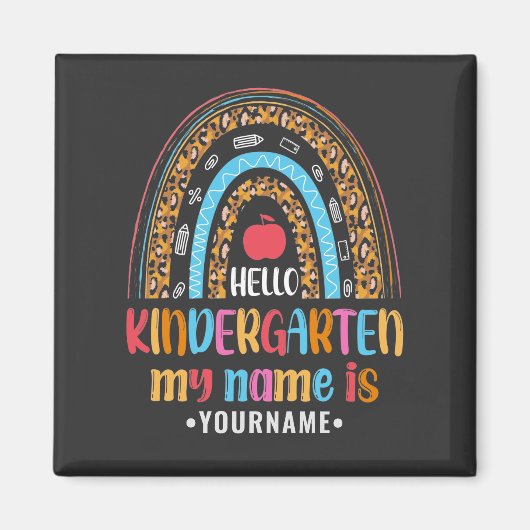 Hallo Kindergarten Rainbow Erster Schultag Magnet (Vorne)