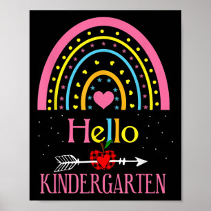 Hallo Kindergarten Regenbogen Erster Tag Zurück in Poster
