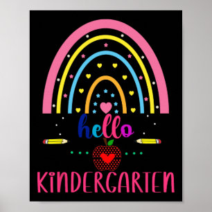 Hallo Kindergarten Regenbogen Erster Tag Zurück Zu Poster