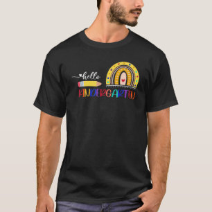Hallo Kindergarten Regenbogen Lehrer Kinder Erster T-Shirt
