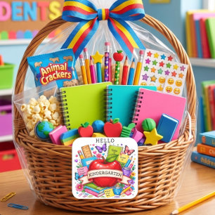 Hallo Kindergarten Retro Apfel Quadratischer Aufkleber
