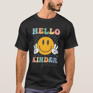 Hallo Kindergarten Retro Lächeln Lehrer Kinder zur T-Shirt