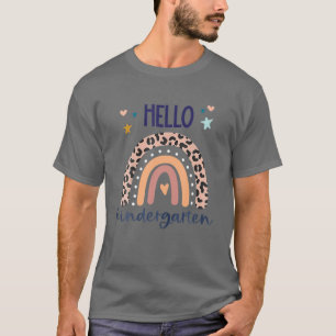 Hallo Kindergarten Retro Leopard Regenbogen für Le T-Shirt