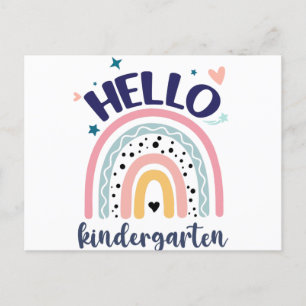 Hallo Kindergarten Retro Regenbogen für Lehrer Postkarte