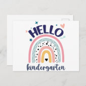 Hallo Kindergarten Retro Regenbogen für Lehrer Postkarte (Vorne/Hinten)