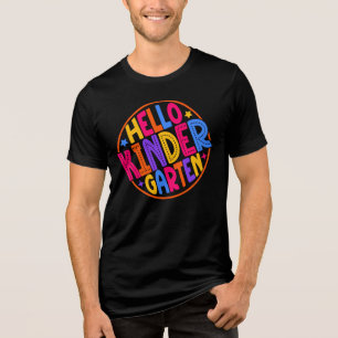 Hallo Kindergarten-Rundabzeichen Zurück zur Schule Tri-Blend Shirt
