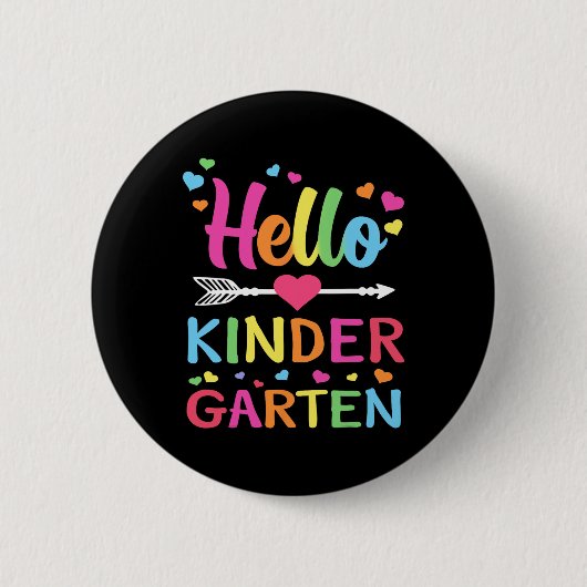 Hallo Kindergarten-Team Kinder Byck Zur Schule Leh Button (Vorderseite)