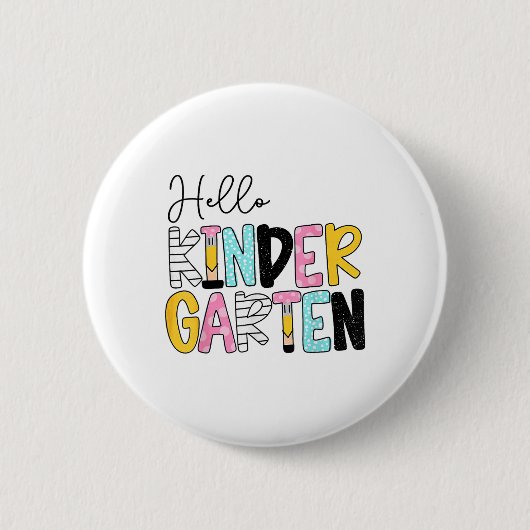 Hallo Kindergarten-Team Kinder Zurück zur Schule L Button (Vorderseite)