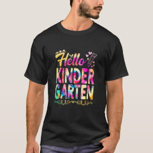 Hallo Kindergarten Tie Dye Erster Tag Süß Zurück z T-Shirt