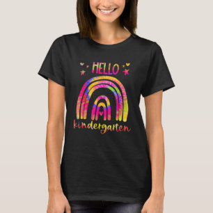 Hallo Kindergarten Tie Dye Regenbogen Lehrer Zurüc T-Shirt