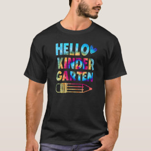 Hallo Kindergarten Tie Dye Zurück zur Schule Lehre T-Shirt