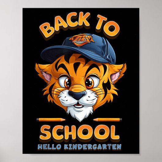 Hallo Kindergarten Tiger - Zurück zur Schule Kinde Poster (Vorne)
