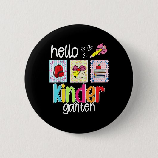 Hallo Kindergarten Vorbereiteter Zurück zur Schule Button (Vorderseite)
