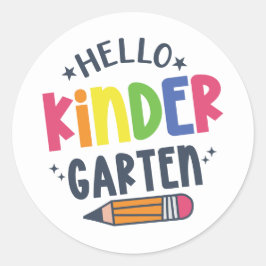 Hallo Kindergarten zurück in die Schule Runder Aufkleber
