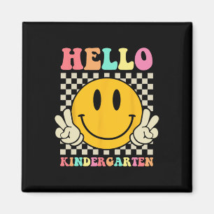 Hallo Kindergarten Zurück zur Schule Groovy Lehrer Magnet