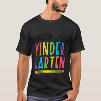 Hallo Kindergarten Zurück zur Schule Lehrer Schüle T-Shirt