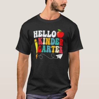Hallo Kindergarten Zurück zur Schule Lehrer Schüle T-Shirt