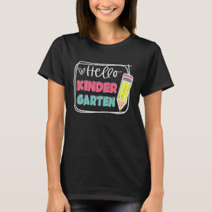 Hallo Kindergarten Zurück zur Schule Lehrer Schüle T-Shirt