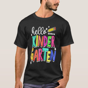 Hallo Kindergarten Zurück zur Schule Lehrer Schüle T-Shirt