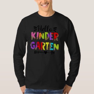 Hallo Kindergarten Zurück zur Schule Leopard Schül T-Shirt