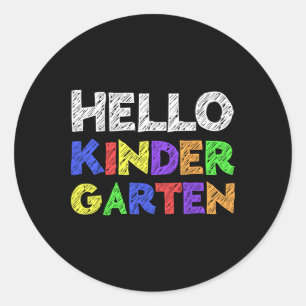 Hallo Kindergarten zurück zur Schule Runder Aufkleber