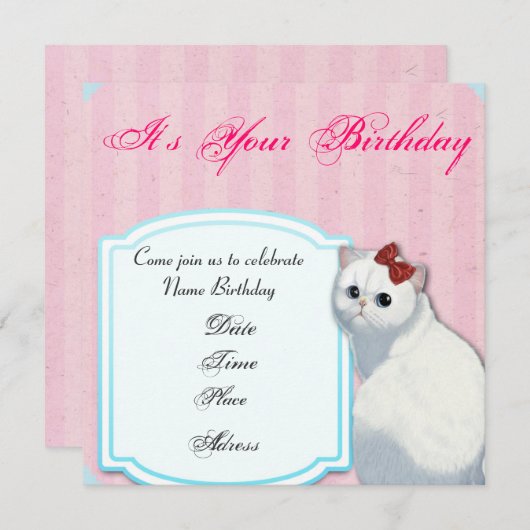 Hallo Kitty Einladung Geburtstag (Vorne/Hinten)