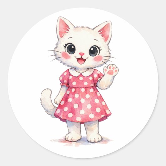 Hallo Kitty! Runder Aufkleber (Vorderseite)