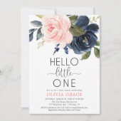 Hallo kleine pinkfarbene blaue Mädchen Dusche Einladung (Vorderseite)