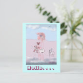 Hallo - kleine Süße + Teddy Postkarte (Stehend Vorderseite)