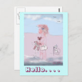Hallo - kleine Süße + Teddy Postkarte (Vorne/Hinten)