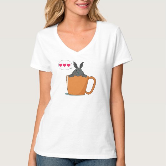 Hallo kleiner grauer Hase T-Shirt (Vorderseite)