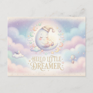 "Hallo Kleiner Träumer" Pastell-Mond-Design Postkarte