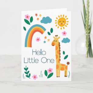 Hallo kleines süßes Giraffen-Regenbogen-Baby Karte