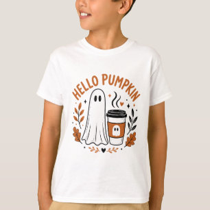 Hallo Kürbis-Geister-Design T-Shirt