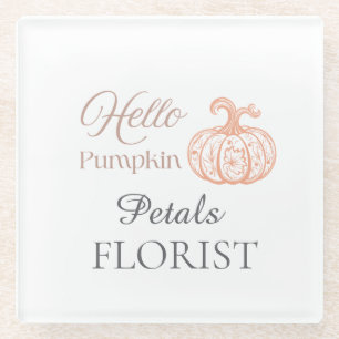 Hallo Kürbis Halloween Florist Geschäft Branding Glasuntersetzer