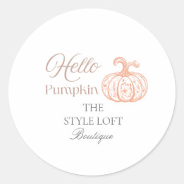 Hallo Kürbis Herbst-Branding für Boutique-Shop Runder Aufkleber