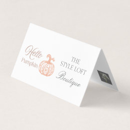 Hallo Kürbis Herbst-Branding für Boutique-Shop Visitenkarten