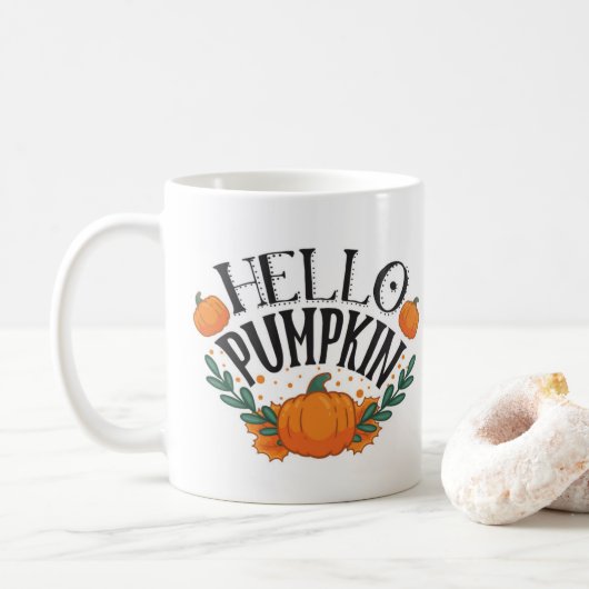 Hallo Kürbis Herbst Herbst Kaffeetasse (Mit Donut)