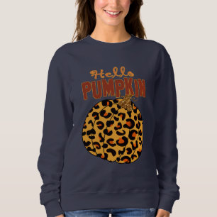 Hallo Kürbis - Herbst Leopard Druck Sweatshirt