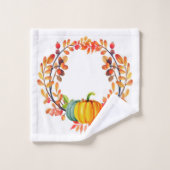 "Hallo Kürbis!" Herbstwreath-Badezimmer-Tuch-Set Badhandtuch Set (Waschlappen)