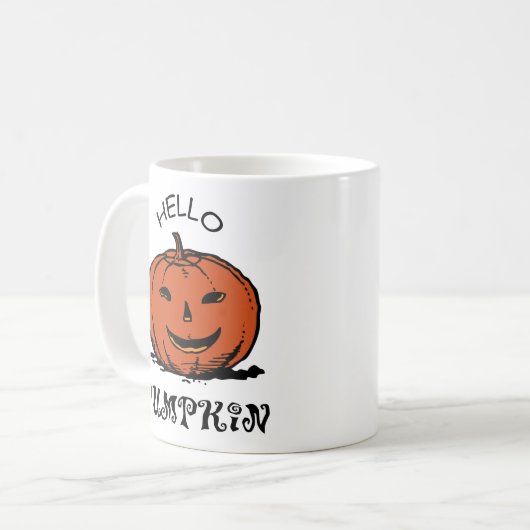 Hallo Kürbis Jack-o-Laterne Illustration, Schwarz Kaffeetasse (Vorderseite Links)