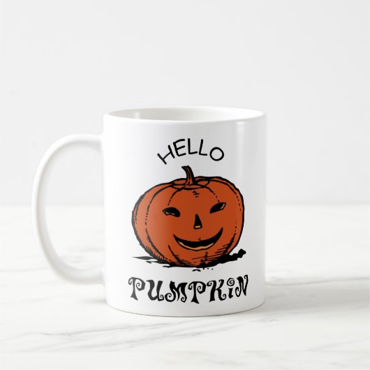 Hallo Kürbis Jack-o-Laterne Illustration, Schwarz Kaffeetasse (Links)