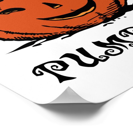 Hallo Kürbis Jack-o-Laterne Illustration, Schwarz Poster (Ecke)