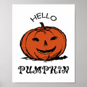 Hallo Kürbis Jack-o-Laterne Illustration, Schwarz Poster (Vorne)