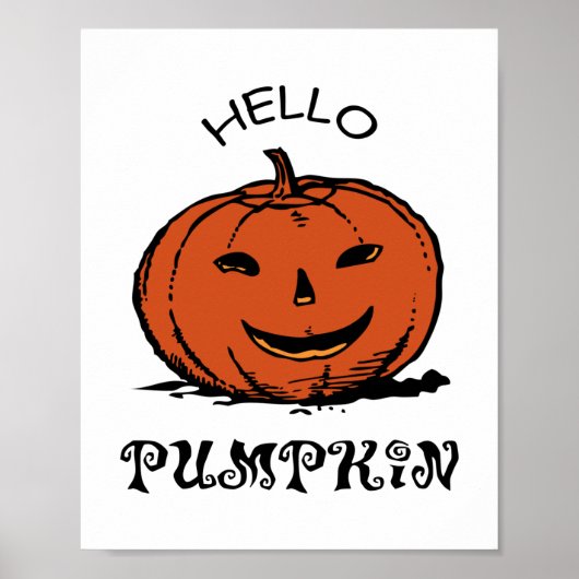 Hallo Kürbis Jack-o-Laterne Illustration, Schwarz Poster (Vorne)