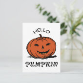 Hallo Kürbis Jack-o-Laterne Illustration, Schwarz Postkarte (Stehend Vorderseite)