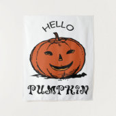 Hallo Kürbis Jack-o-Laterne Illustration, Schwarz Wandteppich (Vorderseite)