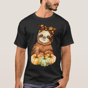 Hallo Kürbis Süßes Baby Faultier Herbst Erntedank T-Shirt